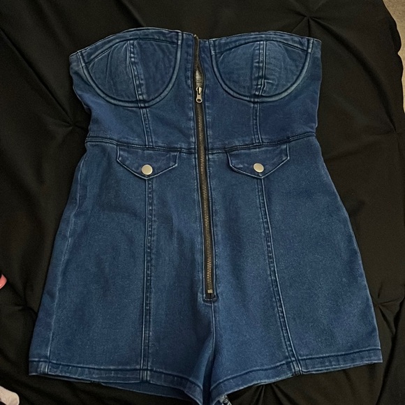 fashion nova | denim romper | size small - Picture 1 of 3